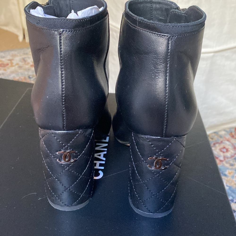 Chanel Black Leather Ankle Boots - Picture 5 of 17